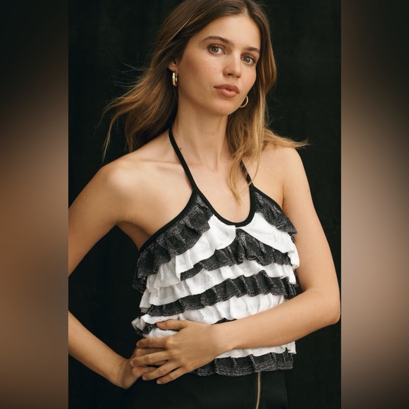 Anthropologie Maeve Halter Ruffle Sweater Tank - Picture 5 of 9